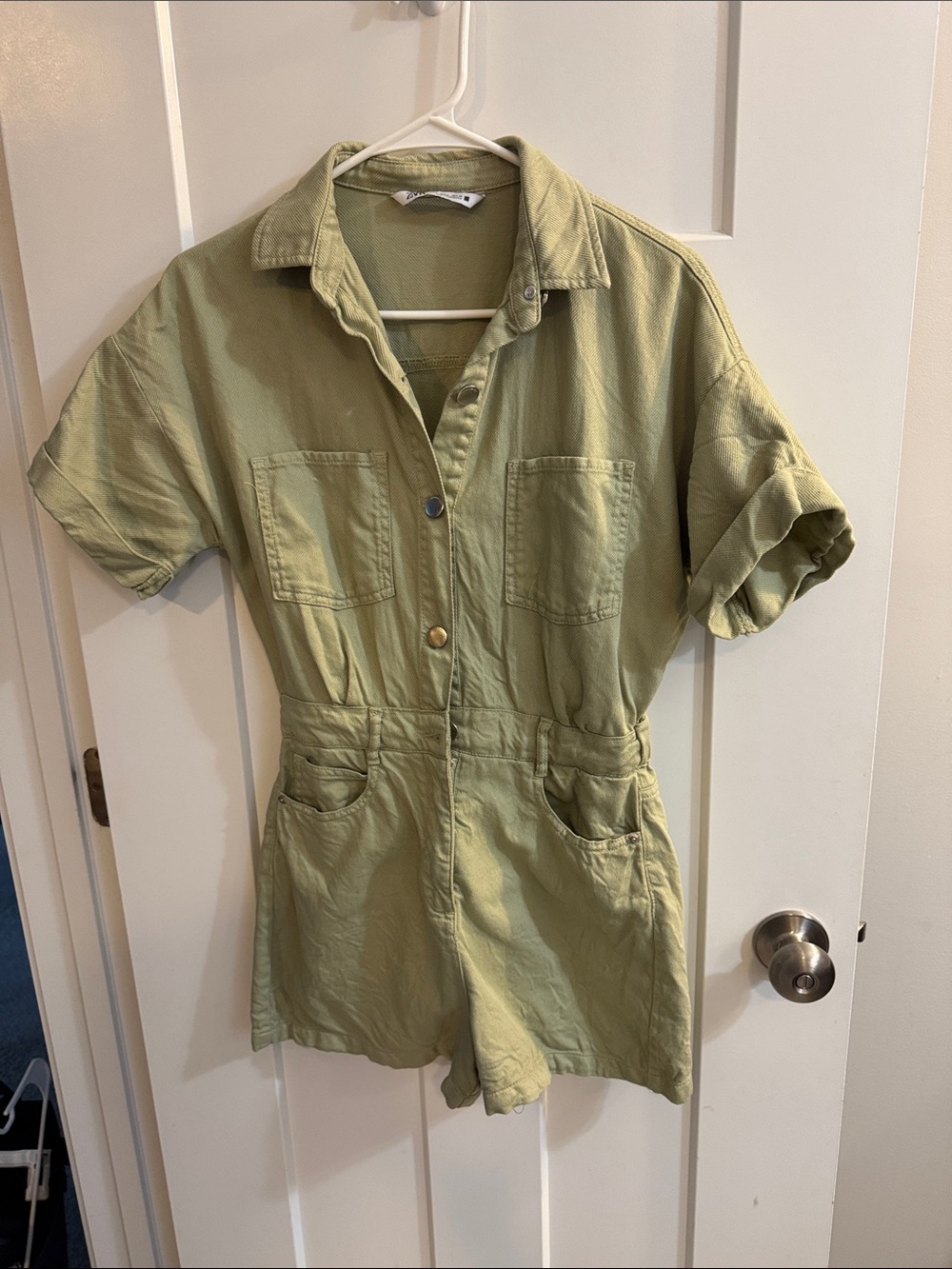 Zara Girls Olive Green Short Sleeve Utility Romper